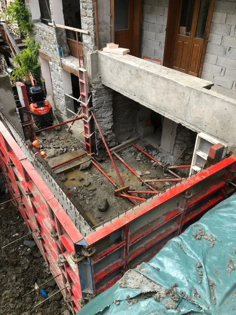 Concrete balcony and exterior works at Chalet La Grange
